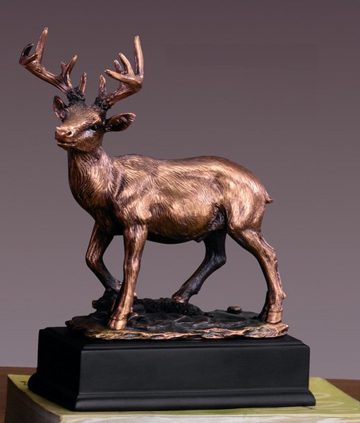 White Tail Deer Sculpture Faux Bronze Statue
